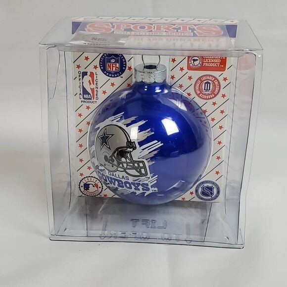 Vintage Dallas Cowboys Glass Christmas Ornament NFL Sports Collectors Series Top - Picture 1 of 4